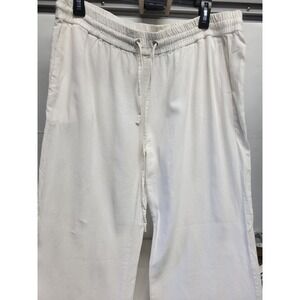 Forever 21 White Linen Blend Wide Leg Casual Lounge Pants Women L